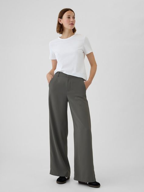 365 High Rise Trousers Women’s Work Trousers, High Rise Trousers, Capsule Wardrobe Basics, Easy Silhouette, Red Trousers, Work Trousers, Grey Trousers, Grey Dress Pants, Wardrobe Basics