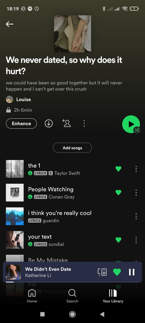 Spotify Playlist Names Break Up, Playlists For When You Have A Crush, Another Failed Talking Stage, Talking Stage Aesthetic, Songs About Loving Someone You Cant Have, Spotify Playlist For Crush, Stages Of A Crush, Crush Playlist Names, Playlist For Crush