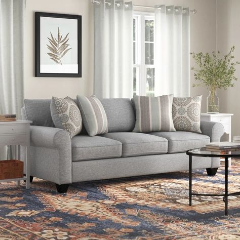 Sand & Stable Bastoam 88'' Upholstered Sofa & Reviews | Wayfair Firm Sofa Living Rooms, Farmhouse Living Room Sofas, Cushion Styling, White Sofa Living Room, Clothing Rack Bedroom, Wayfair Living Room, Sofa Loveseat, Rolled Arm Sofa, Farmhouse Decor Living Room