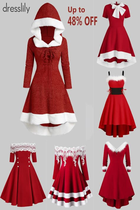 Vintage Dresses - Retro & Vintage-Inspired Dresses -Winter Outfit Ideas - How to Dress This Winter - Winter Fashion Trends - Fashion Ideas for Cold Weather. #dresslily #red #vintagedress #Christmas #Xmas #newyear Christmas Dress Cold Weather, Xmas Dress Up Ideas, Red Christmas Dress Outfit, Christmas Wear Outfit Ideas, Christmas Dress Design, Outfit Ideas For Christmas Party, Christmas Dresses For Teens, Christmas Dress Up Ideas, Vintage Christmas Outfits