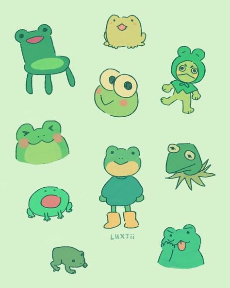 Wally Darling Flustered, Sticker Inspo, Frog Wallpaper, Frog Pictures, Frog Drawing, Simple Character, Sketchbook Inspo, Drawings Ideas, Frog Art