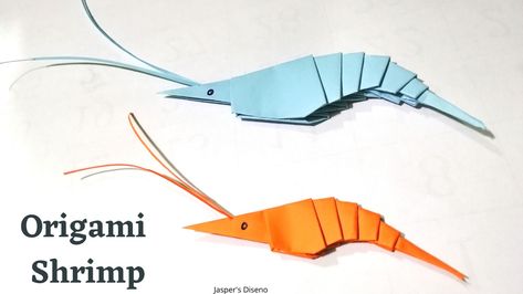 Easy tutorial Origami Shrimp, Origami Octopus Tutorial, Fish Origami Step By Step, Fish Origami Easy, Under The Sea Origami, Origami Animals, Best Out Of Waste, Paper Folding, Origami Crafts