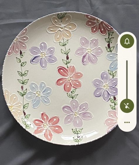 Small Plate Pottery Painting, Pottery Painting Ideas Easy Platter, Floral Pottery Painting, Clay Cafe Painting Ideas Plates, Pottery Painting Ideas Plates Floral, Pottery Painting Ideas Plates, Veggies And Dip, Hand Painted Floral Plate, Clay Cafe