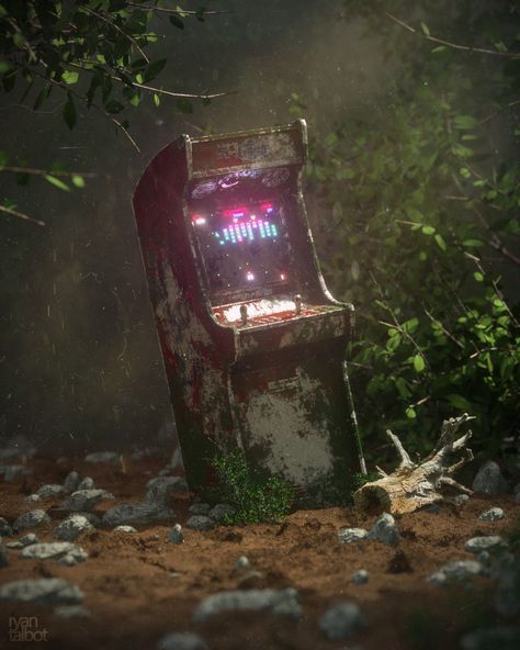 Post Apocalyptic Art, New Retro Wave, Trash Art, Arcade Machine, Retro Waves, 3d Artwork, Still Alive, Retro Futuristic, Abandoned Buildings