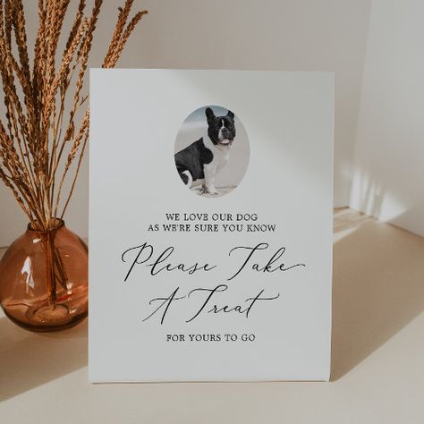 Delicate Black Calligraphy Wedding Dog Treat Favor for $13.67 - Wedding Table Serving & Decorations Romantic Minimalist, Wedding Typography, Black Calligraphy, Pet Decor, Black Typography, Wedding Reception Signs, Card Table Wedding, Light Mauve, Wedding Invitation Video