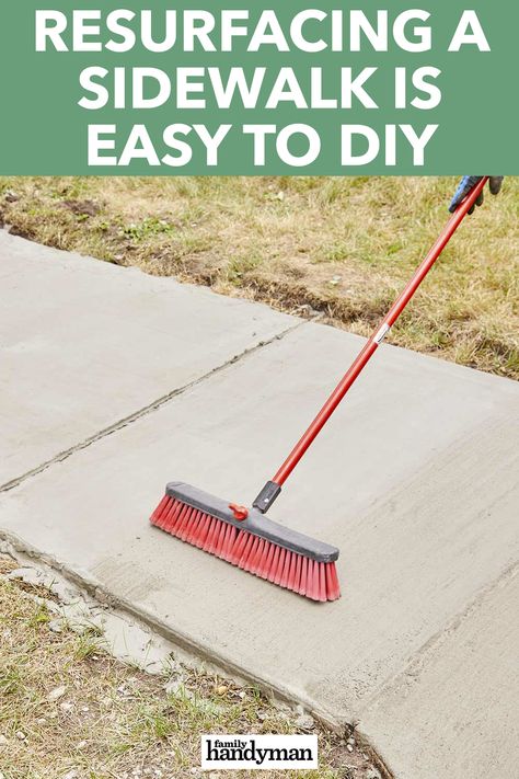 Resurfacing a Sidewalk is Easy to DIY Diy Sidewalk Ideas Cheap, Diy Sidewalk Repair, Resurface Concrete Walkway, Cement Resurfacing, Painted Sidewalk, Sidewalk Repair, Sidewalk Landscaping, Sidewalk Paint, Texas Landscaping