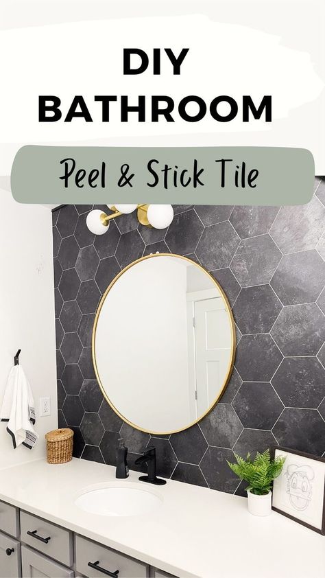 Powder Room Peel And Stick Tile Wall, Cheap Bathroom Backsplash Ideas, Diy Bathroom Peel And Stick Tile, Peel And Stick Subway Tile Bathroom, Peel And Stick Tile Above Shower Insert, Diy Backsplash Bathroom, Stick On Tile Backsplash Bathroom, Peel And Stick Tile For Bathroom Wall, Peel And Stick Tile Backsplash Bathroom Showers