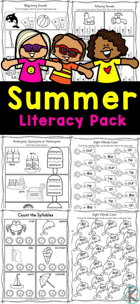 Summer Learning For Kids Kindergarten, Summer Learning Activities 1st Grade, Summer Worksheets For Kids Kindergarten, Summer Worksheets For Kindergarten, Summer Kindergarten Worksheets, 1st Grade Summer Worksheets, Kindergarten Summer Worksheets Free Printables, Summer Worksheets For Preschool, Summer Worksheets For Kids