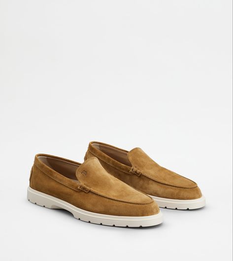 Tod’s - Men’s Driving Shoes Slip-on Suede Moc Toe Dress Shoes, Suede Moc Toe Slip-ons With Leather Sole, Rugged Brown Slip-on Loafers, Masculine Suede Slip-on Loafers, Brown Slip-on Driving Loafers, Driving Shoes, Gentleman Style, Gentleman