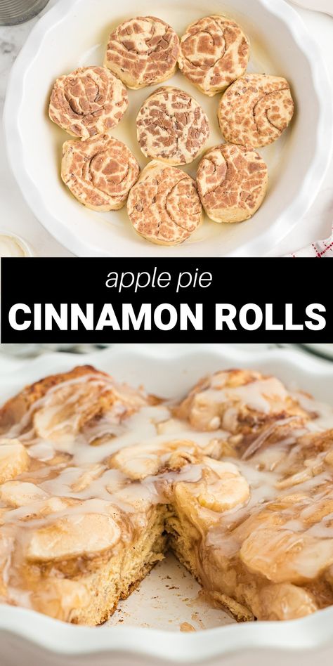 Grand Cinnamon Rolls And Apple Pie Filling, Canned Cinnamon Rolls With Apple Pie Filling, Cinnamon Roll Apple Pie Filling, Apple And Cinnamon Rolls, Cinnamon Roll Apple Bake, Cinnamon Rolls Apple Pie Filling, Filling Desserts, Crescent Roll Apple Pie, Apple Pie Cinnamon Rolls