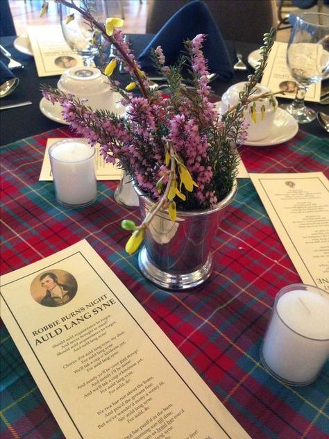 Ideas for Celebrating Burns Night, Scotland's Favorite Literary Holiday Burns Night Table Decorations, Burns Night Decorations, Burns Night Scotland, Robbie Burns Night, Burns Night Crafts, Burns Dinner, Robbie Burns Day, Robert Burns Day, Burns Night Celebration