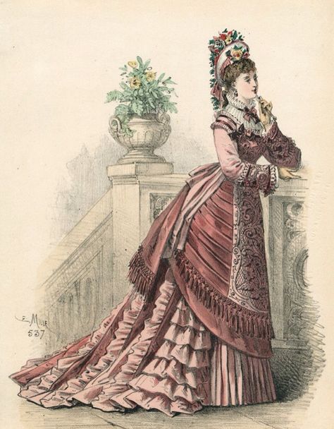 . 1870s Dress, 1870 Fashion, 1870s Fashion, Victorian Era Fashion, 1880s Fashion, Gown Ideas, 1800s Fashion, Victorian Costume, 19th Century Fashion