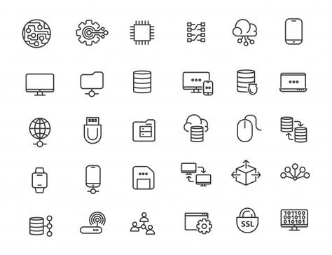 Database Icon, Cloud Computing Technology, Data Icon, Network Icon, Computer Set, Web Security, Cloud Data, System Administrator, Flat Icons Set