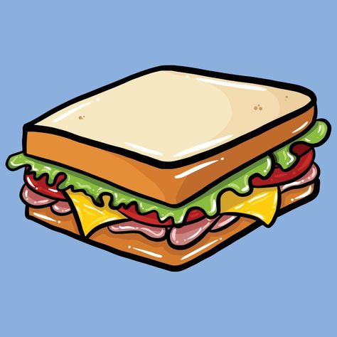 bread sandwich cartoon vector illustration Club Sandwich Drawing, Sandwich Cartoon Drawing, How To Draw A Sandwich, Bread Cartoon Drawing, Cute Sandwich Drawing, Sandwich Illustration Drawing, Sandwich Drawing Simple, Sandwich Drawing Easy, Cute Bread Drawings