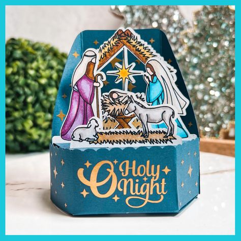 HCC 2023 project images with frames40 Nativity Pop Up Card, Cardstock Cricut, Ohuhu Markers, Candle Wrap, Cricut Craft, Crafts Workshop, Fold Cards, Free Event, Fancy Fold Cards