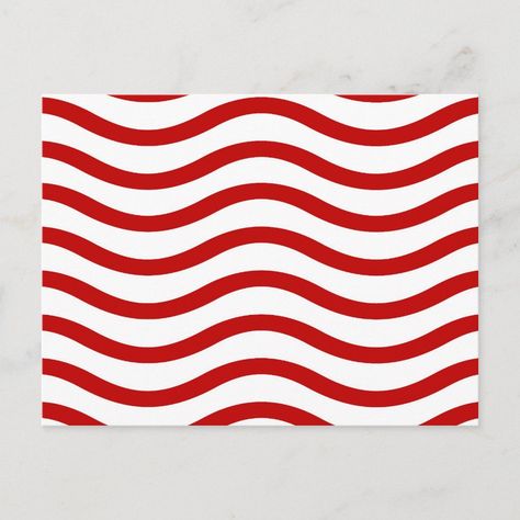 Fun Red and White Wavy Lines Stripes Pattern Gifts Postcard Size: ' ' Postcard. Gender: unisex. Age Group: adult. Material: Matte. Wavy Stripes Pattern, Wavy Flag, Nice Designs, Wavy Lines, Minimalist Pattern, Postcard Size, Brand Identity Design, Op Art, Identity Design