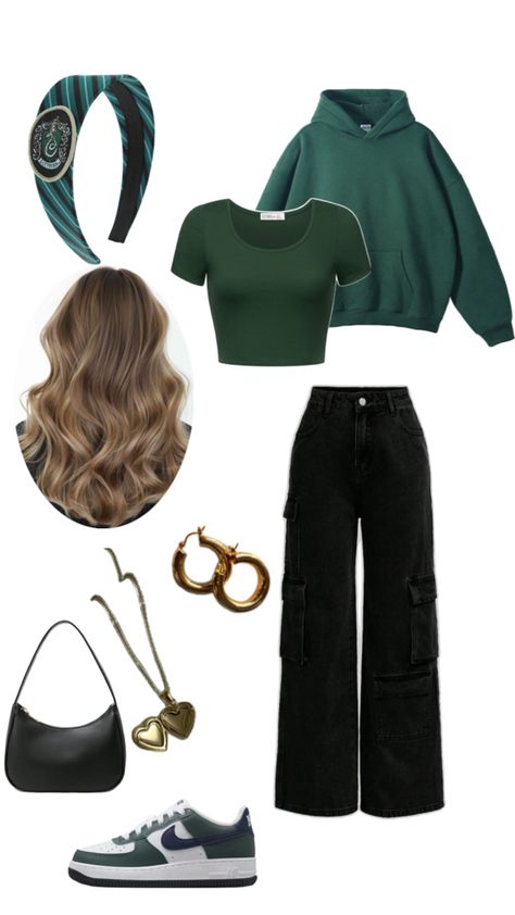 Slytherin Aesthetic Outfit Slytherin Clothes Aesthetic, Slytherin Aesthetic Fashion, Slytherin Aesthetic Outfit, Slytherin Outfit, Slytherin Clothes, Slytherin Fashion, Girly Christmas Gifts, Girly Christmas, Slytherin Aesthetic