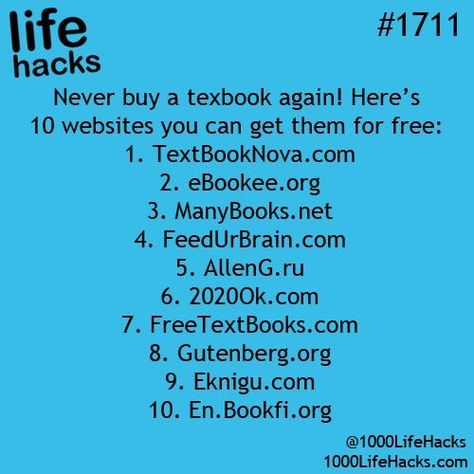 Life Hacks Textbooks college student tips #college #student 1000 Lifehacks, Back To University, Free Textbooks, College Life Hacks, College Organization, 1000 Life Hacks, E Mc2, School Help, College Hacks