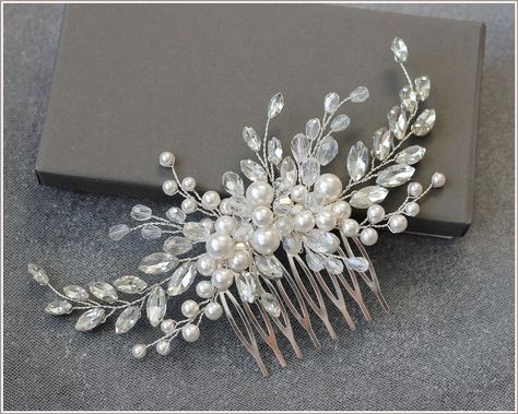 Winter Bridal Hair Accessories - Awesome! - Get your ideas from the online store - Amazon.com Diy Bridal Hair, Bride Hair Piece, Pearl Hair Comb, Bridal Hair Combs Pearl, Shine Hair, Hair Accessories Pins, Wedding Hair Piece, Crystal Hair Clips, Hair Accessories Pearl