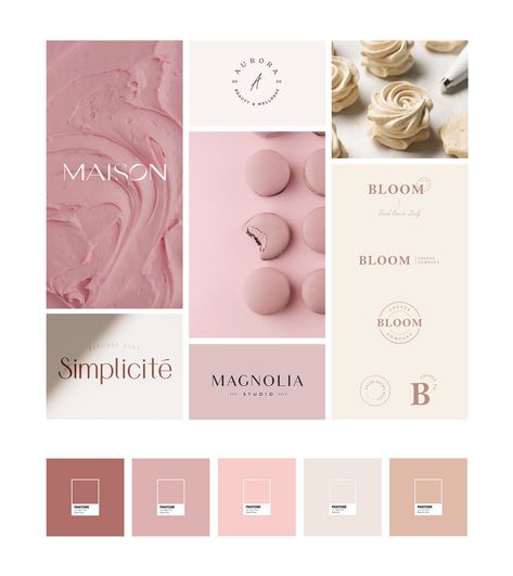 Pink And Gold Branding, Jewelry Color Palettes, Modern Branding Color Palette, Planner Logo, Jewelry Logo Design, Business Branding Inspiration, Mood Board Template, Online Logo Design, Rose Beige