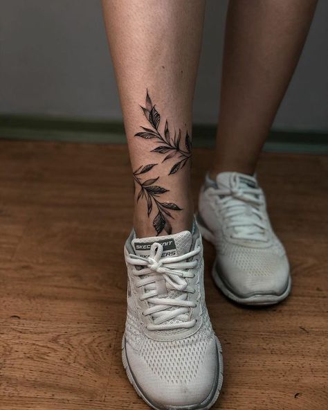 Calf Vine Tattoos For Women, Anklet Tattoos Wrap Around Flower, Lower Leg Wrap Around Tattoo, Wrap Tattoo Ankle, Knee Scar Tattoos Women, Cute Ankle Tattoos For Women Wrap Around, Wrap Leg Tattoo Women, Wrapped Around Ankle Tattoo, Top Of The Foot Tattoos