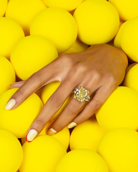 Yellow Diamond Engagement Rings, Engagement Rings Styles, Jewelry Mood Board, Jean Dousset, Jewelry Product Shots, Yellow Diamonds Engagement, Yellow Diamond Engagement Ring, High Jewelry Ring, Jewelry Photography Styling