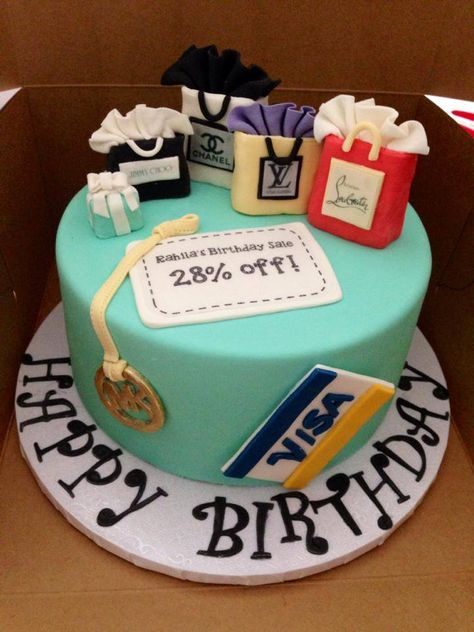 Shopping Cake #shopping #shopaholic #cake https://www.facebook.com/MissConfectionality Shopaholic Birthday Cake, Birthday Cake Shopping Theme, Shopoholic Cake Designs, Shopping Theme Cake Birthday, Shopping Cake Ideas, Shopping Cakes Birthday, Shopping Birthday Cake, Shopping Theme Cake, Born To Shop Cake