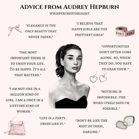 Daglig Motivation, Vie Motivation, Role Model, Self Care Activities, Self Improvement Tips, Audrey Hepburn, Pretty Words, Pretty Quotes, The Words