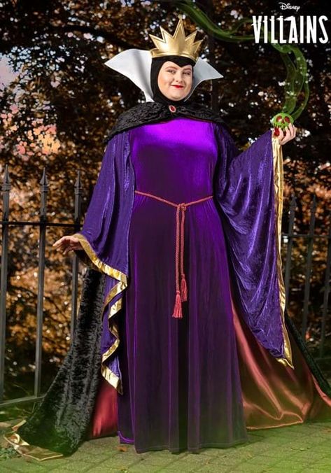 Snow White Evil Queen Plus Size Costume: Dress, Belt, Cape, Hood, Crown. Evil Queen Outfit, White Queen Costume, Evil Queen Costume, Snow White Queen, Disney Evil Queen, Snow White Evil Queen, Fairy Tale Costumes, Plus Size Disney, Snow White Costume