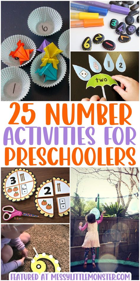 Number activities for preschoolers Number Activities For Preschool, Number Activities For Preschoolers, Preschool Math Activities, Games For Preschoolers, Number Activities Preschool, Number Recognition Activities, 25 Number, Preschool Activities At Home, Preschool Math Games