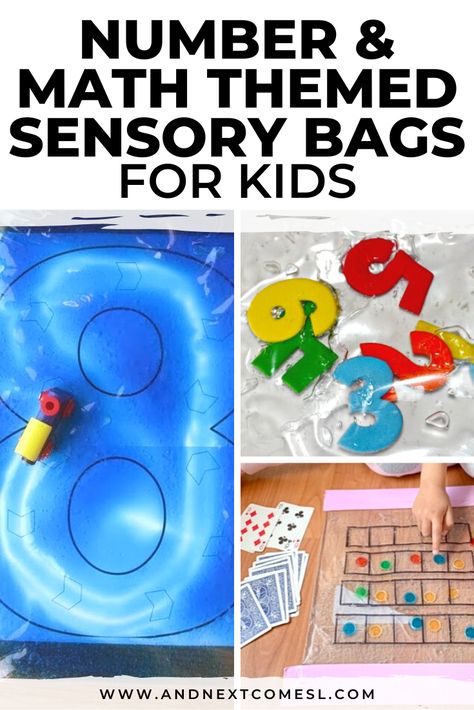 Math and number sensory bags for toddlers and preschoolers Sensory Bags For Toddlers, Number Activities For Toddlers, Numbers For Toddlers, Sensory Activities For Preschoolers, Sensory Bags, Sensory Diet, Fun Educational Activities, Toddler Sensory, Preschool Lesson Plans