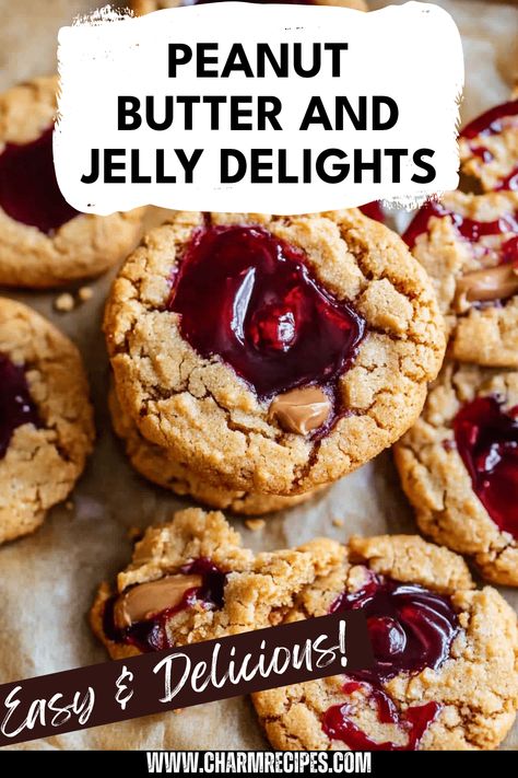 Discover the deliciousness of Peanut Butter and Jelly Cookies! These soft cookies are not just any treat; they are packed with creamy peanut butter and a sweet jelly center that mirrors the iconic PB&J sandwich. Perfect for sharing with friends or enjoying during a cozy night in, these delightful cookies come together easily and are sure to impress. Bake a batch today and enjoy a nostalgic taste that'll remind you of childhood favorites. Perfect for cookie lovers, snacks, and everyone with a sweet tooth! Pb Jelly Cookies, Jelly Cookies Recipes, Peanut Butter Powder Cookies, No Bake Cookies Peanut Butter, Pb J Cookies, Peanut Butter And Jelly Cookies, Peanut Butter Jelly Cookies, Buckeye Cookies, Jello Cookies