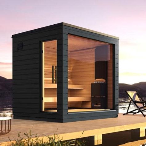 Outdoor Saunas – Point Design Outdoor Infrared Sauna Ideas, Off Grid Sauna, Sauna Outside, Sauna Cabin, Sauna Ideas, Sauna Lights, Home Sauna, Sauna Benefits, Sauna House