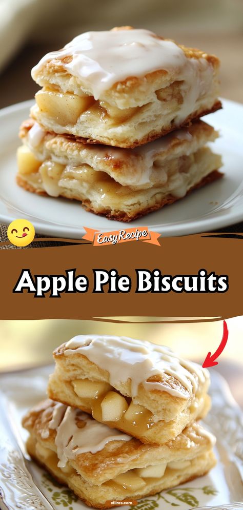 Bite into the sweet nostalgia of apple pie with these easy-to-make biscuits, filled with spiced apple slices and draped in a sweet glaze. #ApplePieBiscuits #FallFlavors #BiscuitBaking Apple Pie Biscuits Desserts, Apple Cinnamon Biscuits, Biscuit Apple Pie Desserts, Fried Apple Pies Using Canned Biscuits, Apple Pie Biscuits Recipe, Apple Pie Biscuits, Fresh Apple Recipes, Grand Biscuit Recipes, Apple Biscuits