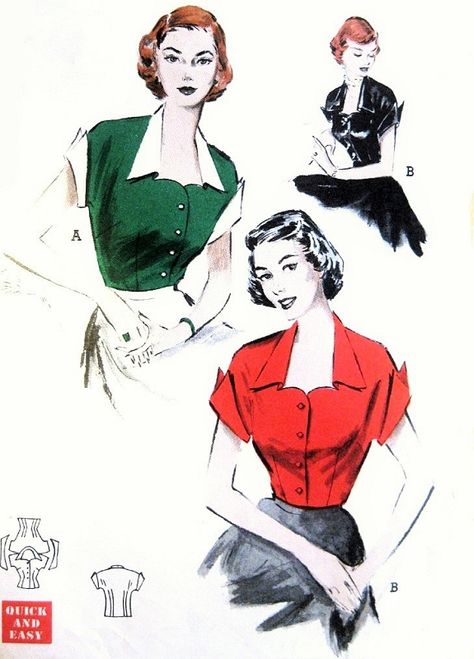 1950s Quick n Easy Blouse Pattern Sweetheart Portrait Neckline, Wing Cuff Kimono Sleeves Rockabilly Style Butterick 6044 Vintage Sewing Pattern Bust 32 UNCUT Vintage Blouse Pattern, Portrait Neckline, 1950s Sewing Patterns, Retro Sewing Patterns, Rockabilly Style, Vintage Dress Patterns, Dress Making Patterns, Kimono Sleeves, Rockabilly Fashion