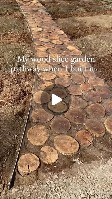 Briana Bosch on Instagram: "My review of this wood path:   Love. It. Is it meant to last forever? No. And the thing is, I’m ok with that! This wood path has been either loved or hated by a lot of people, with many not liking the fact that it will rot. As someone who is so indecisive in the garden and likes to change up layouts, I don’t mind that! I also really prefer wood in the garden as I want something that will return to the earth and is lower impact than metal or concrete.   This year I did treat it with the Japanese waterproofing method of shou sugi ban to help extend the life a bit, charring the outside of the wood. We have a video hitting YouTube tomorrow showing how we do it so head over there if you want to be notified when it’s up!  What do you think, would you want a wood pathw Stump Walkway, Wood Stepping Stones, Log Walkway, Tree Stump Decorating Ideas Wood Slices, Tree Stump Pathway, Wood Garden Walkway, Woodchip Garden Ideas, What To Do With Tree Logs, Tree Ring Ideas