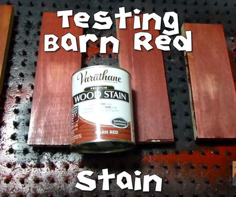 Testing Barn Red Stain Red Wood Stain, Stain On Pine, Red Stain, Red Barns, White Pine, Red Barn, Summer Diy, Stain Colors, Red Oak