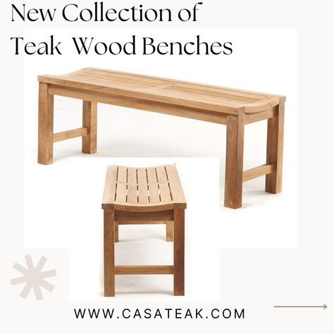 The Curve shape teak Bench from Indonesian teak wood seems to offer a combination of elegance, comfort, and quality. It is designed with a gently curved seat, adding a touch of elegance and providing added comfort. The bench is made from quality durable teak. #casateak #TeakFurniture #OutdoorLiving #EleganceMeetsComfort #QualityCraftsmanship #SustainableLiving #AgradeTeak #InvestmentInQuality #DurableDesign #Longevity #GovernmentControlledPlantation #StylishSeating #FurnitureInve... Teak Wood Furniture, Teak Bench, Teak Furniture, Wood Bench, Sustainable Living, Teak Wood, Wood Furniture, Teak, Bench