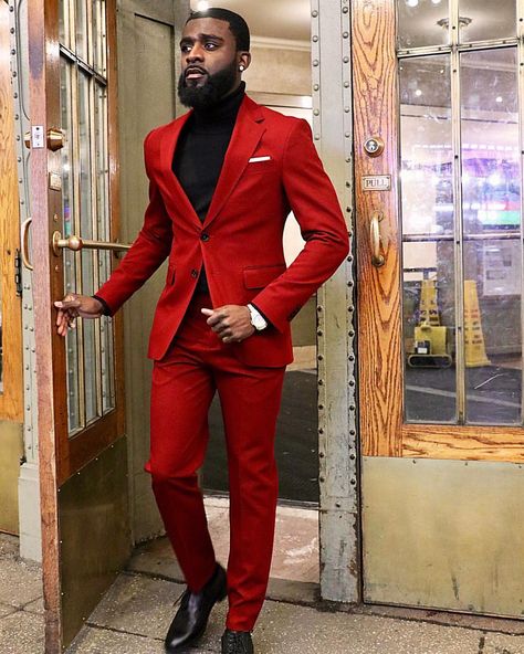 3,850 Likes, 22 Comments - @blackbeardedmen on Instagram: “@thankgodimyung” Red Prom Suit, Suit For Man, Prom Men, Prom Suits For Men, Prom Suit, Black Men Beards, Black Beards, Red Party, Prom Suits