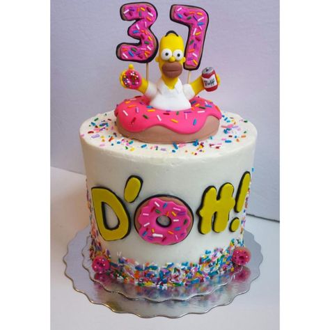 Home Simpson Birthday Cake! by Jenn Szebeledy  ( Cakeartbyjenn_ ) - http://cakesdecor.com/cakes/324858-home-simpson-birthday-cake The Simpson Birthday Cake, Simpsons Cake Ideas, Simpson Cake Ideas, Homer Simpson Birthday, The Simpsons Cake, Homer Simpson Cake, Bolo Simpsons, Birthday Cake Shots, Simpsons Cake