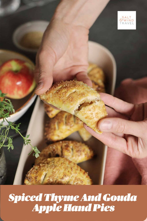 🍏 Add a delicious twist to your Thanksgiving dessert with these Easy Spiced Thyme Gouda Apple Hand Pies! 🍂 Featuring tender apples, a hint of warming spices, savory thyme, and creamy gouda, these hand pies are perfectly sweet and savory. Ideal for a unique holiday treat that’s as easy to make as it is to enjoy! 🥧 #ThanksgivingDesserts #HandPies #AppleRecipes #HolidayBaking Unique Holiday Treats, Hand Pies Savory, Traditional Apple Pie, Hand Pie Recipes, Apple Hand Pies, Classic Apple Pie, Hand Pie, Appetizer Platters, Favorite Pie