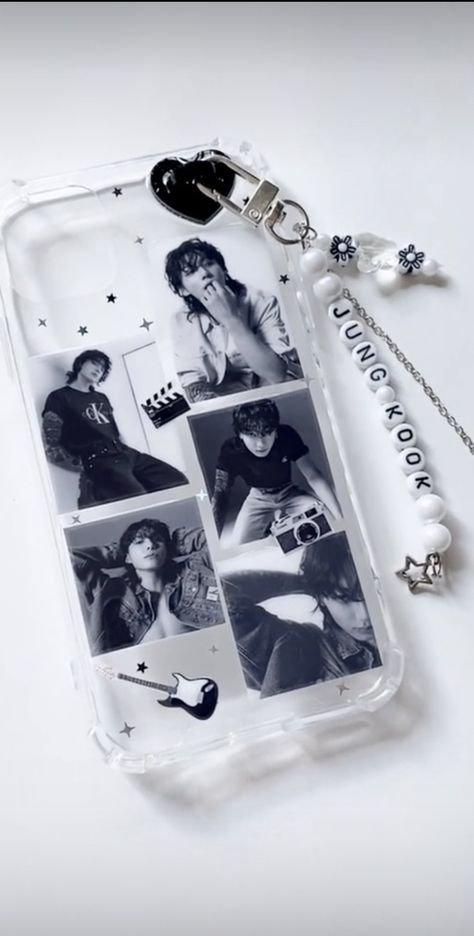 Jungkook Phone Case Ideas, Bts Phone Case Aesthetic, Kpop Phone Case Ideas, Kpop Phone Cases Aesthetic, Jungkook Phone Case, Bts Phone Case, Army Crafts, Army Accessories, Diy Phone Case Design