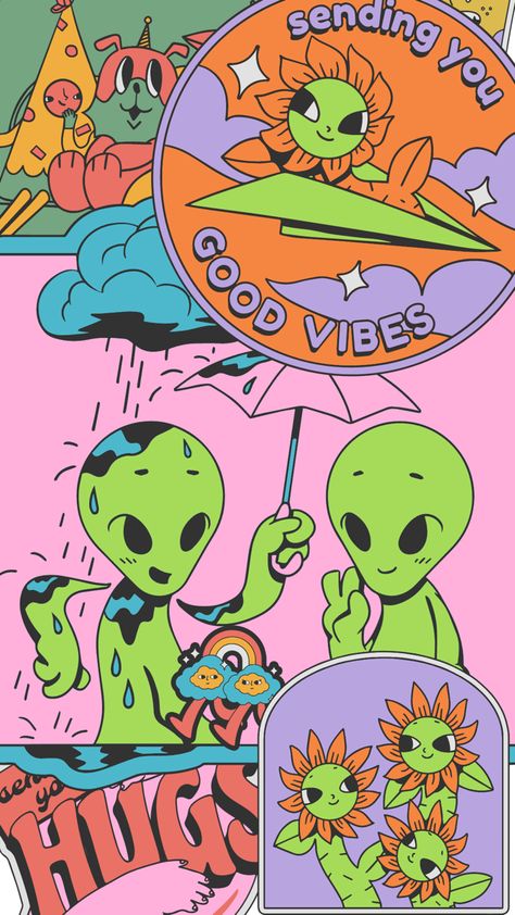 Groovy Wallpaper Iphone, Alien Aesthetic Wallpaper, Groovy Iphone Wallpaper, Hippie Vibes Wallpaper, Cute Hippie Wallpaper, Groovy Phone Wallpaper, Acid Wallpaper, Groovy Wallpaper, Vintage Phone Wallpaper