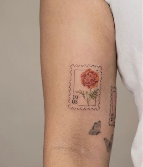 Sister Stamp Tattoo, Forever Stamp Tattoo, Ireland Postage Stamp Tattoo, Old Stamp Tattoo, Rose Postage Stamp Tattoo, Hydrangea Stamp Tattoo, Matching Postage Stamp Tattoos, Marigold Stamp Tattoo, Traditional Stamp Tattoo