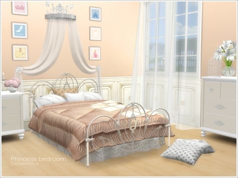 A set of furniture and decor for decoration of the bedroom in a gentle style, shabby chic.  Found in TSR Category 'Sims 4 Adult Bedroom Sets' Sims 4 Cc Bedroom Wallpaper, Sims 4 Princess Room, Sims 4 Royal Bedroom, Sims 4 Cc Princess Furniture, Severinka Sims 4, Sims 4 Cc Royal Furniture, Sims 4 Royal Cc Furniture, Princess Furniture, Girls Princess Room