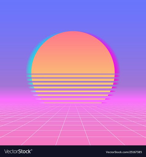 Sun neon retro 80s background neon sunset Vector Image 80s Sunset, 80s Background, Sunset Vector, Neon Sunset, Background Sunset, Neon 80s, Your Name Wallpaper, Background Neon, Sun Space