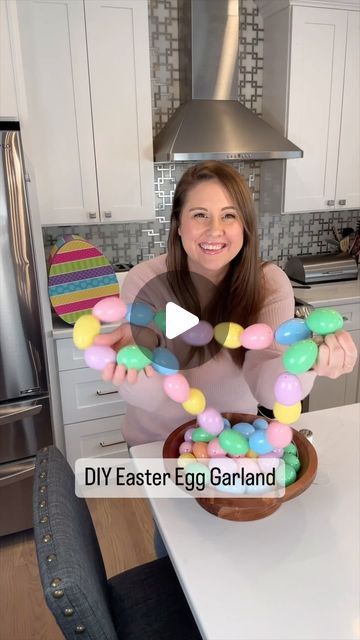 YWM Family on Instagram: "This DIY Easter Egg Garland is inexpensive and easy to make! 🙌 Save this for Easter, it’s next month! 🐣 🐰 Follow for more fun ideas and share this one with a friend! #diyeaster #easteregggarland #eastereggs #easter2024 #easterdecor #easterideas" Spring Diy Garland, Diy Easter Egg Garland, Dollar Tree Easter Diy 2024, Easter Paper Garland Diy, Easter Garland Diy, Easter Bead Garland, Easter Egg Garland, Easter Garland, Easter Eggs Diy