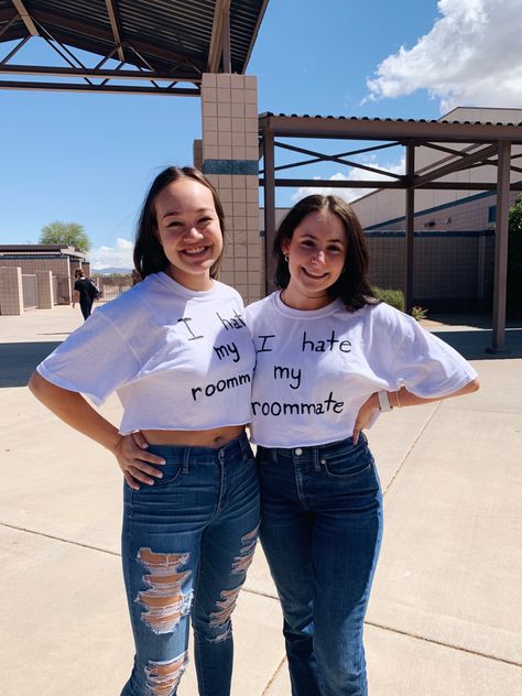 Me and the roomie had to do a fun take on white lies day for our senior spirit week. #highschool #senior #highschoolgraduation #schooloutfits White Lies Spirit Week, Spirit Week Highschool, White Lie T Shirt Ideas High School, White Lies Outfit, Senior Spirit Week, White Lie T Shirt Ideas, Highschool Senior, School Spirit Days, Spirit Day