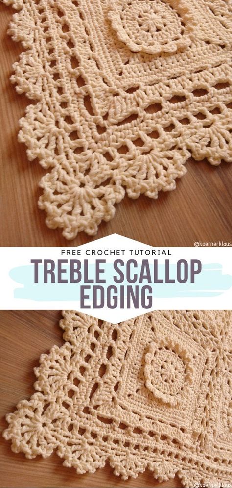 Crochet Scallop Lace Edging, How To Crochet Ruffled Edges, Lacy Crochet Edging And Borders, Open Scallops Crochet Edging, Crochet Lace Edge Patterns Free, Crochet Blanket Scallop Border, Fancy Crochet Borders, Pretty Crochet Edging, Crochet Trims And Borders Free Patterns