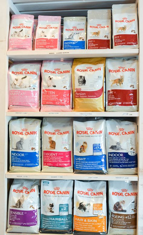 Royal Canin food in our shop Royal Canin Cat Food, Pet Store Ideas, Pink Goth, Hypebeast Wallpaper, Royal Canin, Abc Family, Cat Room, Pet Store, Cat Food